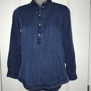 Petite Lyocell denim button down